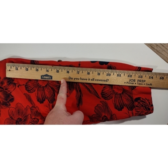 Nana Shop red and black floral 3/4 sleeve button front shirt - Picture 11 of 12